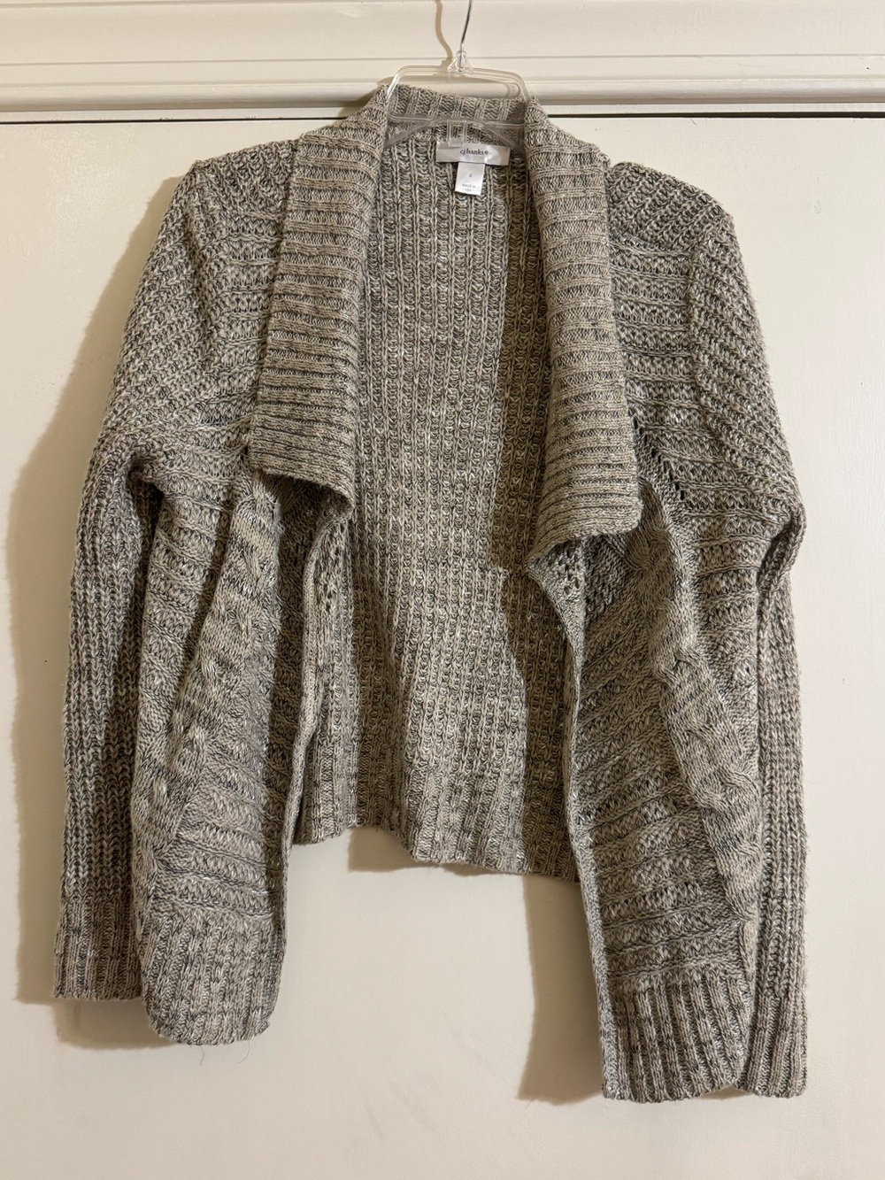 CJ Banks Heather Gray Open-Front Knit Cardigan